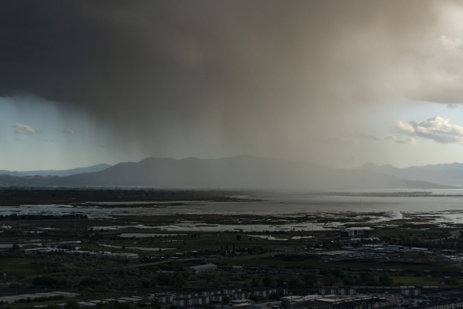 An abundance of rain falls on a mountain